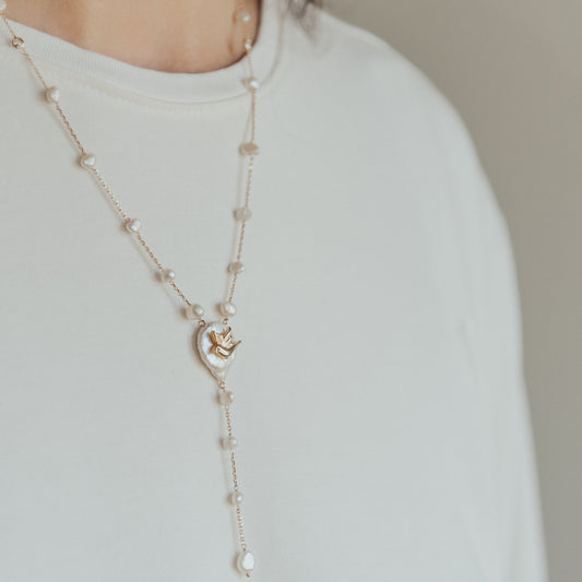 Colar terço pérolas barrocas naturais